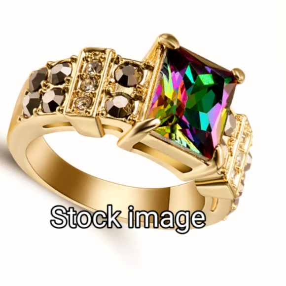 Unisex Rainbow Topaz Ring  NEW - Picture 8 of 10